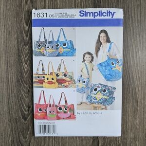 NEW Simplicity 1631 Totes in Three Sizes Pattern